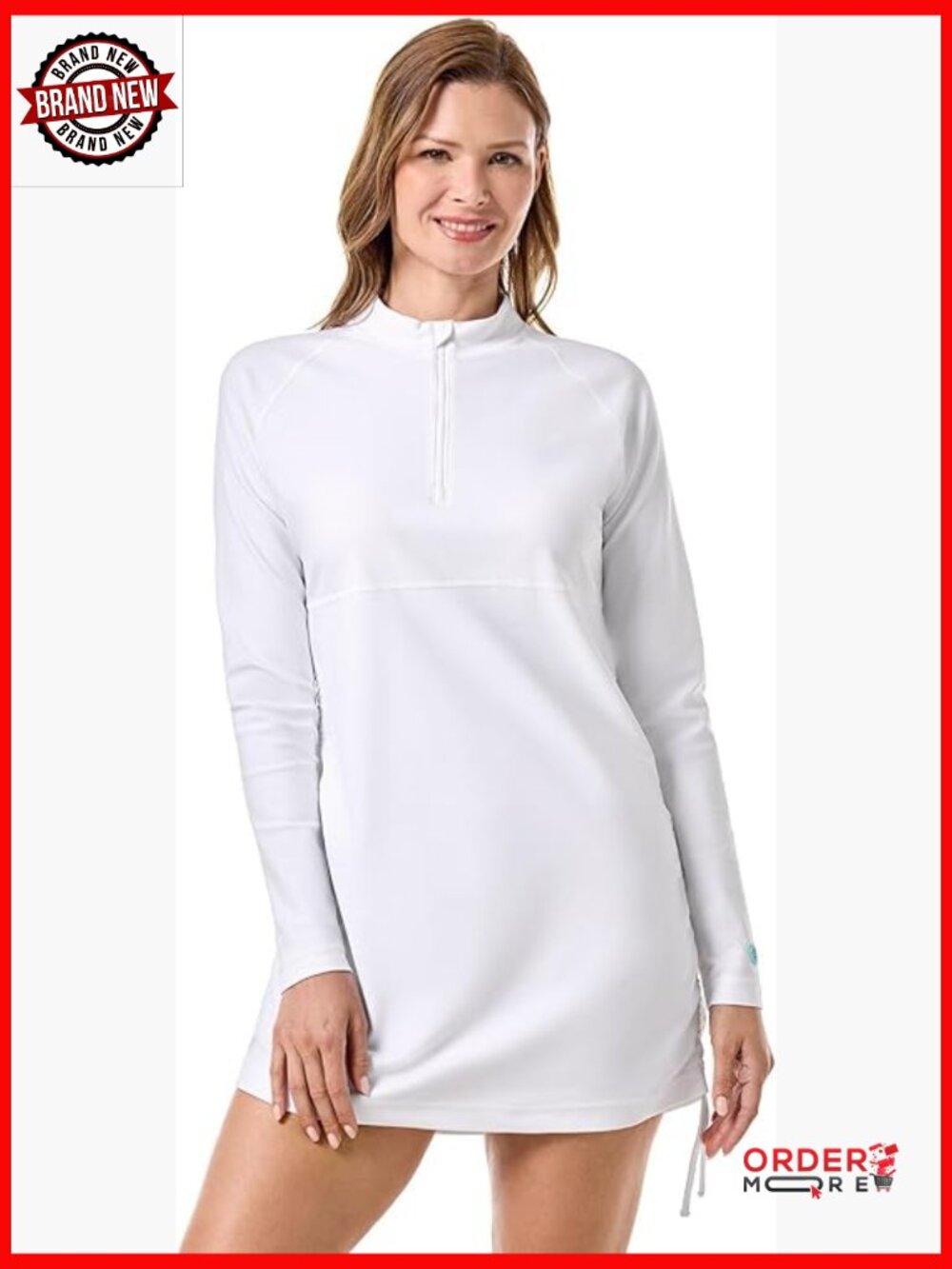 UPF 50+ Long Sleeve Rash Guard with Ruche Sides